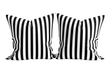 Pair of Black and White Striped Pillow Covers Isolated on Transparent background.