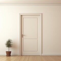 A white door next to a light tan wall