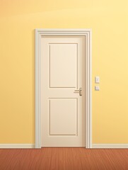A white door next to a light yellow wall