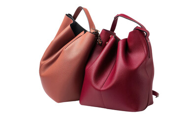 2Pcs Sets PU Leather Handbags, Crossbody Hobo Tote bag Isolated on Transparent background.
