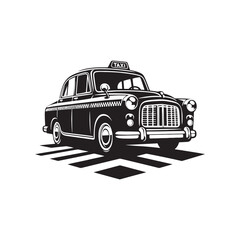 Vibrant Taxi Silhouette Extravaganza - Capturing the Dynamic Spirit of Urban Transport with Taxi Illustration - Minimallest Taxi Vector
