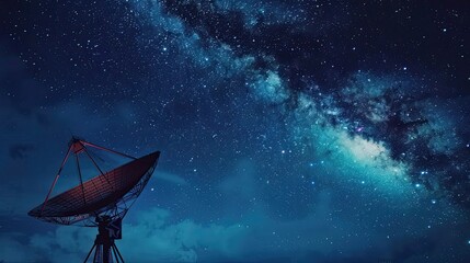 A satellite dish against a night sky