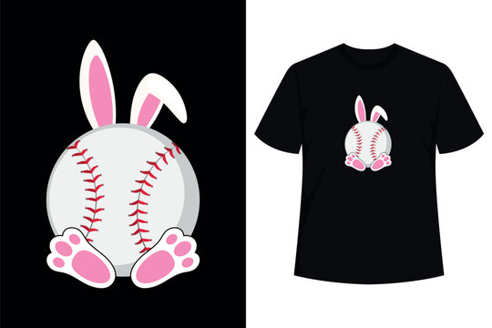 Funny Baseball Bunny Easter Shirts Kids Boys Toddler
