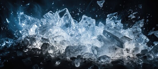 a close up of a pile of ice cubes on a black background . High quality