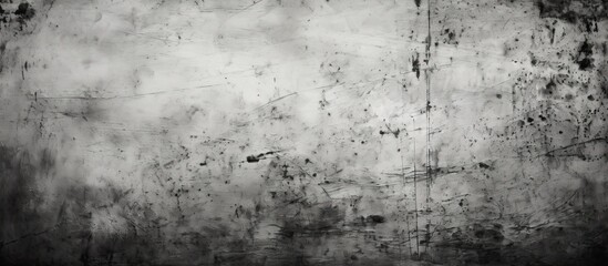 Fototapeta premium A monochromatic image featuring a concrete wall with a twig poking through, surrounded by a grey natural landscape with grass and wood accents