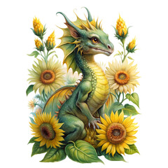 dragon among sunflowers