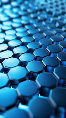 Obraz premium 3D render of an abstract blue hexagon pattern on a circular background, 2D illustration,