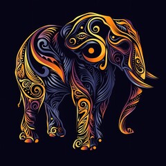 An artfully crafted vector image of an elephant, symbolizing strength and freedom of spirit.