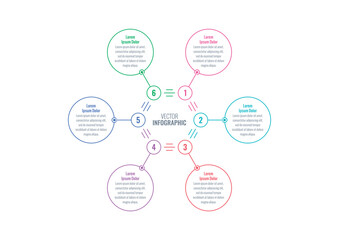 linear hexagon infographic template. six step briefing template. annual report, informational template for magazine