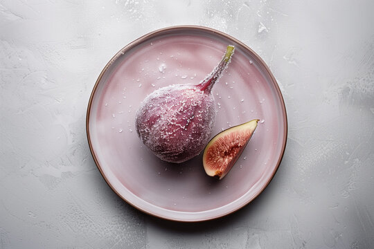 frozen fruit of figa in pink plate 