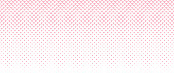 Blended  doodle pink heart on white for pattern and background, halftone effect.