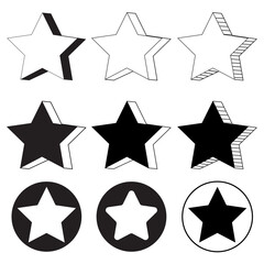 Vector illustration of star line icons set