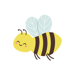 Cute smiling bee flying. Design element for postcard, card, sticker, print