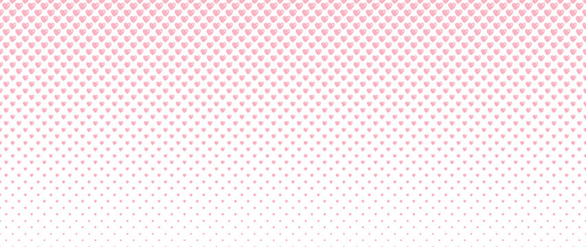 Blended  doodle pink heart on white for pattern and background, halftone effect.