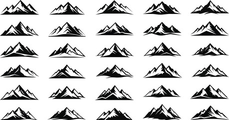 Black and white mountain line arts wallpaper, luxury landscape background design for cover, invitation background, packaging design, fabric, and print. Vector illustration on white background