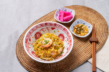 Thai style, fried rice, pad thai, kung, shrimp, tom yum , kram, pork, rice topped with rice, fried...