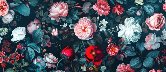 A detailed closeup of pink flowers on a dark background, showcasing the intricate beauty of a...
