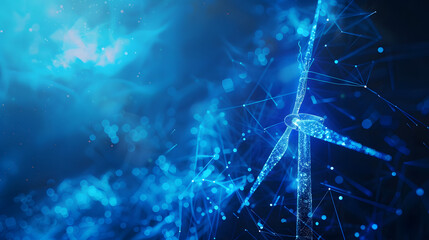 concept idea eco power energy. wind turbine on hill with sunset