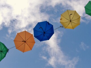 Umbrella against blue sky