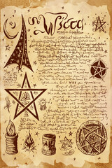 Witchcraft Old Book Page with Magic Spells