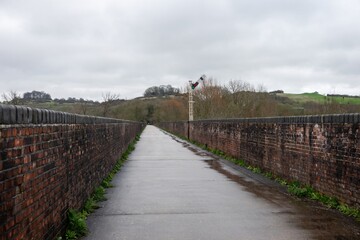 Memorial signal on Hockley railway viaduct Winchester Hampshire England dedicated to the railwaymen...