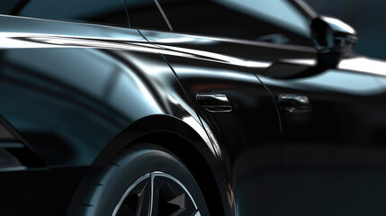 Obraz na płótnie Canvas Close-Up Shots of Tinted Black Car Detailing
