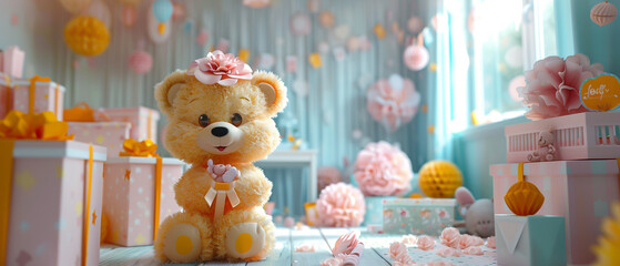 Animated 3D cartoon baby shower with gifts games