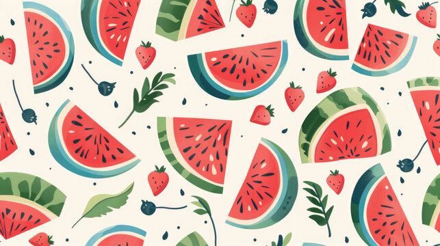 Watermelon pattern flat vector design