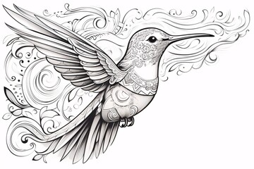 a drawing of a hummingbird