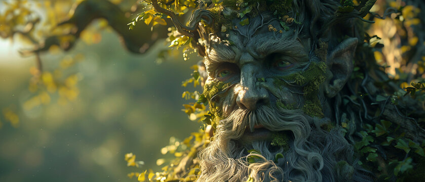 Animated 3D cartoon dryad whispering to the trees