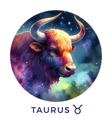 Taurus Zodiac Sign. Watercolor Astrological Symbol. Generative AI. - 762449745