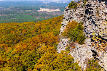 Cliff side landscape during autumn.