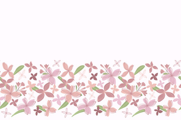 spring floral background doodle frame border colour pattern floral seamless pattern minimal peach orange pink spring summer flowers vector illustration
