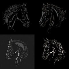 The elegance of a black horse's head in isolated vector, capturing the essence of beauty and strength for an animal-themed logo.
