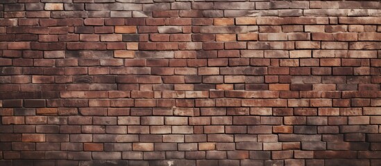 A close up of a brown brick wall showcasing the intricate brickwork pattern and texture. The blurred background highlights the building materials composite nature