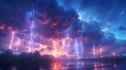 Obraz premium Lightning and Clouds Fill the Sky