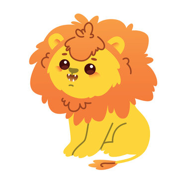 Roaring Cute Lion Cub Character Illustration