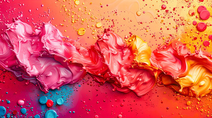 Abstract Paint Flow in Water, Colorful and Bright Background, Creative Liquid Art and Pattern Design