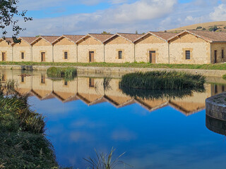 Docks of the Canal de Castilla in Alar del Rey, Palencia province - 762453318