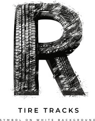 Tire font. Letter R. Vector