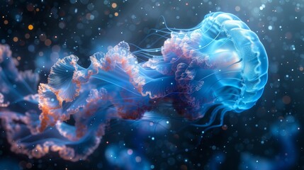 Blue Jellyfish Floating in Water
