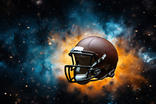 a football helmet in space