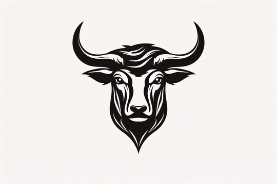 a black and white image of a bull's head
