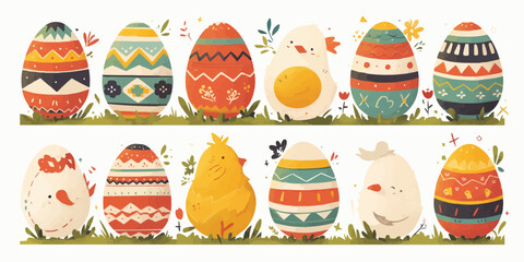 A vector banner for Easter Day with a white background, providing copy space for illustration of holiday celebration