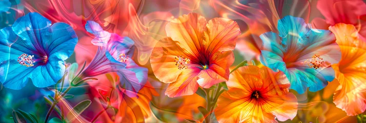 Türaufkleber Bunte, leuchtende Blumen Komposition. © shokokoart