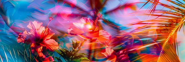 Poster Im Rahmen Bunte, leuchtende Blumen Komposition. © shokokoart