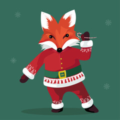 Cute Fox with Christmas Clothes
