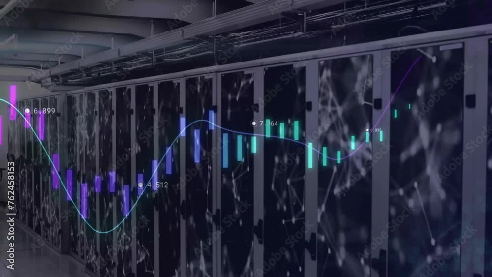Poster animation of digital data processing over computer servers