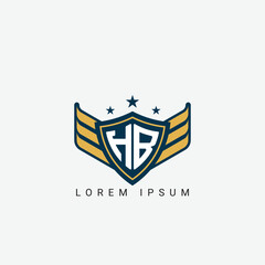 Luxury HB, BH Letter Wing with Shield Logo template