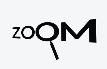 Zoom icon with letters. Magnifying glass are separate object 7 8 9